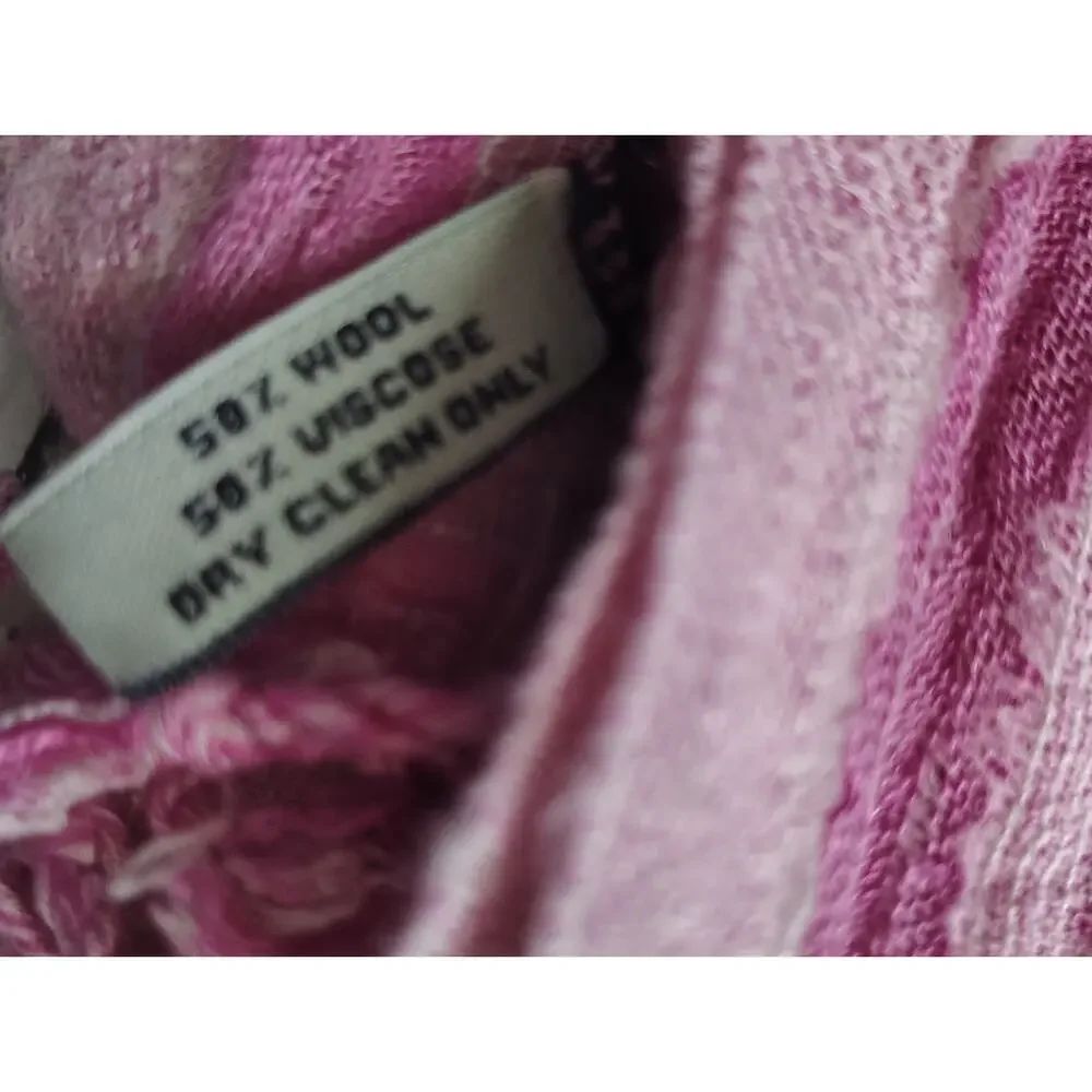 Lucky Brand Pink Paisley Fringe Scarf Wool Blend Boho Wrap Shawl